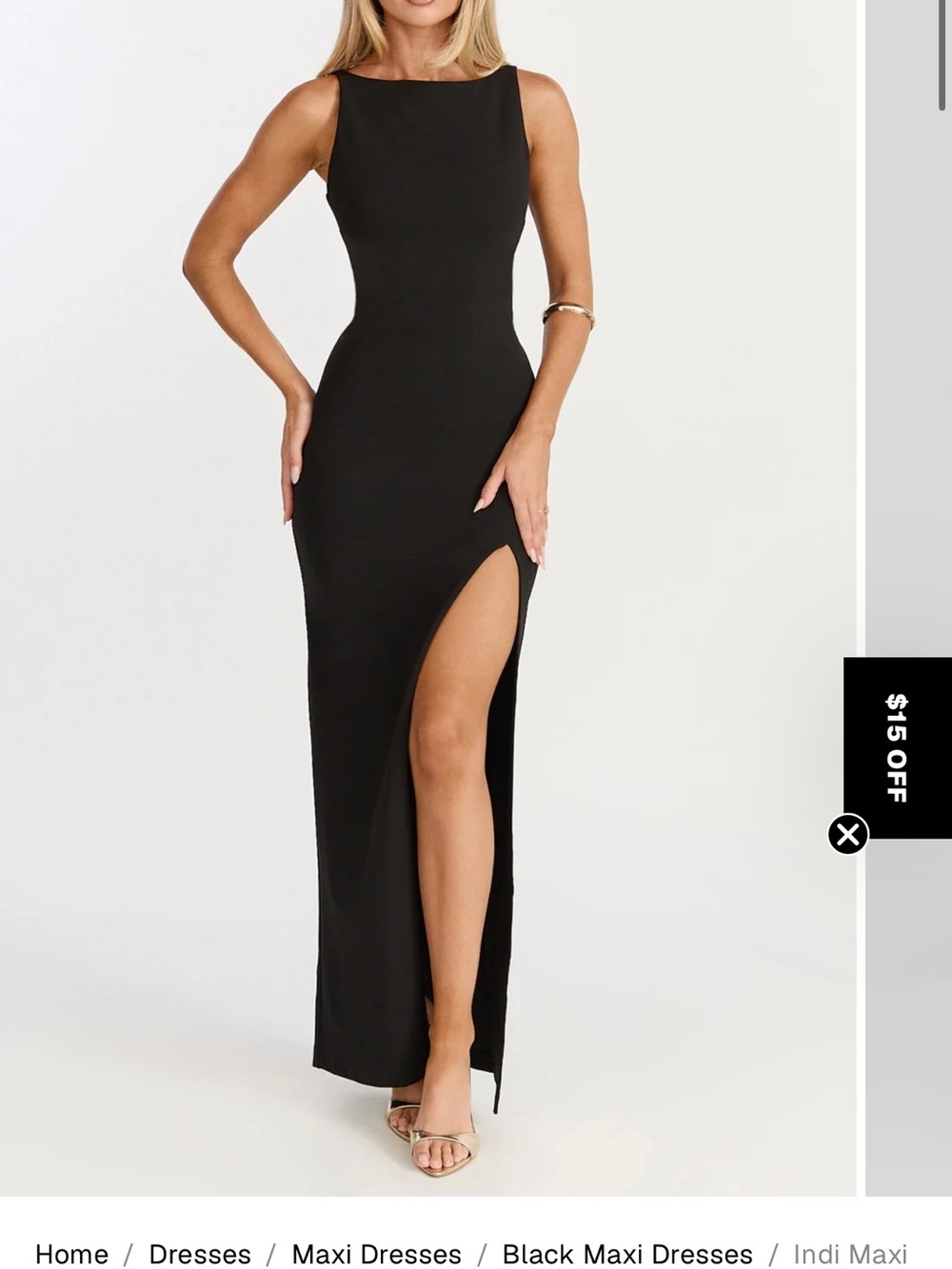 Showpo Black Sleeveless Maxi Dress with High Thigh Slit